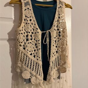 Cream Crochet Vest